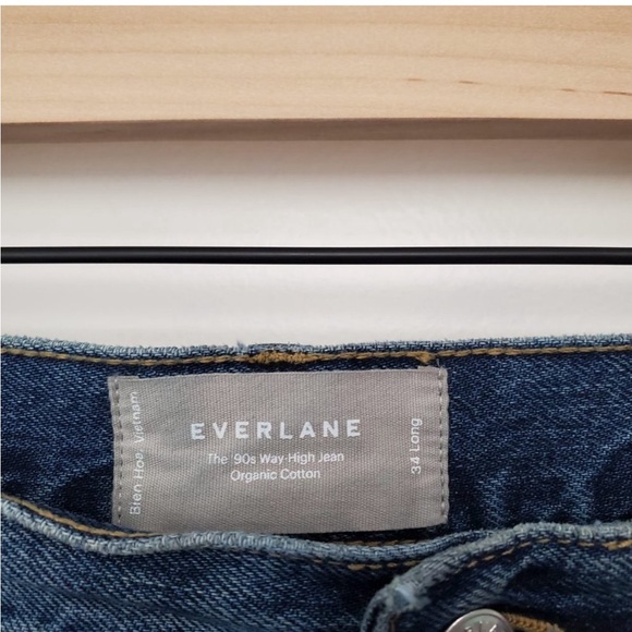 SHIPS FREE! Everlane Way High Jeans in Light Blue Wash Size 34 Long, 100% Cotton - Picture 3 of 5